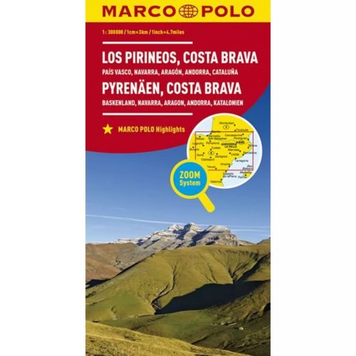 Pireneusok térkép 1:300 000 Marco Polo Pyrenees térkép, Costa Brava térkép