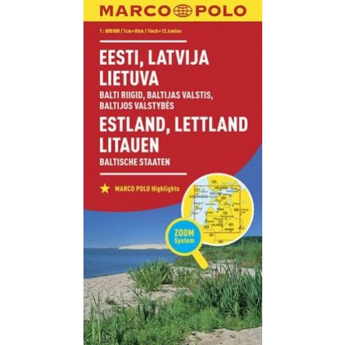 Észtország, Lettország, Litvánia térkép Marco Polo 1:800 000  2016