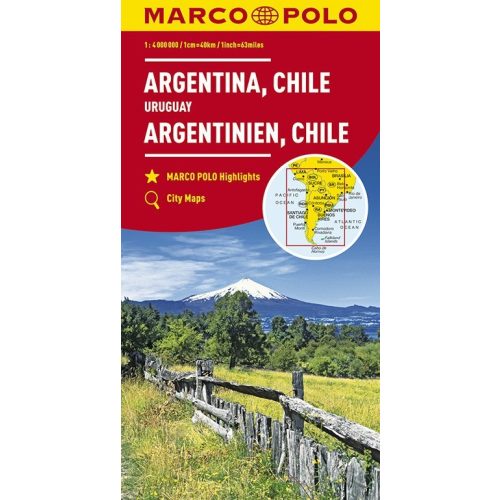 Argentina térkép, Argentina, Chile térkép Marco Polo 1:4 000 000 