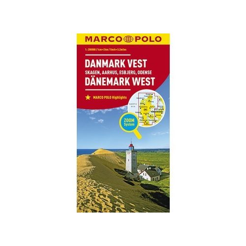 Dánia térkép Marco Polo, Dánia nyugat autótérkép 2017 1:700 000 