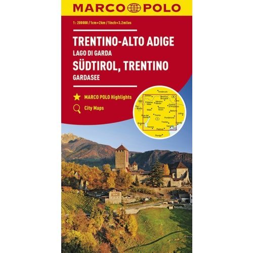 Trentino térkép Dél-Tirol térkép 1:200 000 Garda-tó térkép