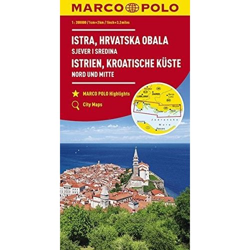 Isztria térkép, Horvát tengerpart térkép, Istrien, Kroatische Küste Marco Polo 2018 1:200 000