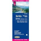   Szerbia térkép, Serbia, Montenegro, Kosovo autós térkép vízálló 1:385e Reise