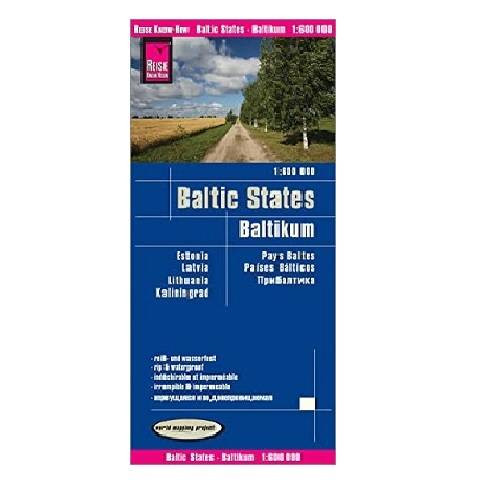 Balti államok térkép, Észtország térkép, Lettország, Litvánia Kalinyingrád térkép 1:600 000 Reise 2022  