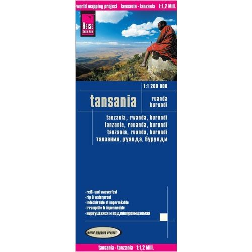 Tanzánia térkép Reise  1:1 200 000  Ruanda térkép, Burundi térkép vízálló, szakadásálló