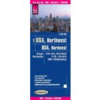   USA 1. Nordwest-USA térkép Reise Észak-nyugat USA autós térkép vízálló, Washington és Oregon 1:750 000 
