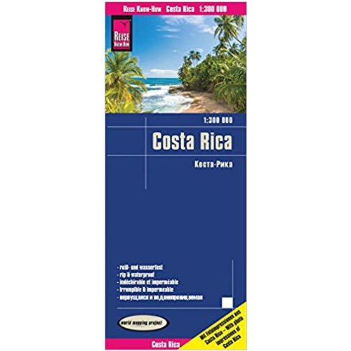 Costa Rica térkép, Costa Rica autós térkép, Panama térkép Reise 1:300 000