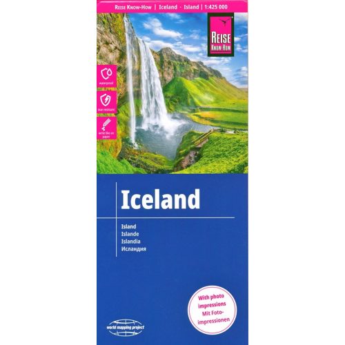 Izland térkép, Izland autós térkép, Iceland autótérkép Reise 1:425 000 
