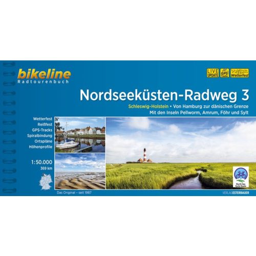 Nordseeküsten Radweg kerékpáros atlasz 3. Esterbauer 1:75 000 Észak-tengeri kerékpáros atlasz 