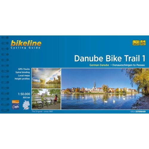1. Danube Bike Trail atlasz, Duna kerékpáros térkép Esterbauer 1:75 000 Duna kerékpáros térkép 