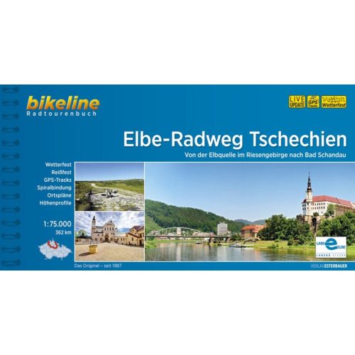 Elbe-Radweg Tschechien  Esterbauer Elba kerékpáros térkép Csehország német nyelvű