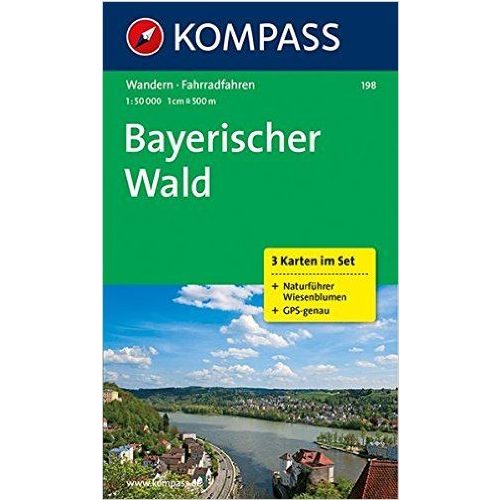 198. Bayerischer Wald turista térkép, 3teiliges Set mit Naturführer Kompass 