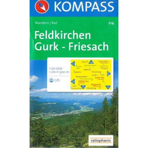 214. Feldkirchen, Gurk, Friesach turista térkép Kompass 