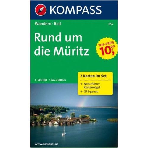 855. Rund um die Müritz, 2teiliges Set mit Naturführer turista térkép Kompass 