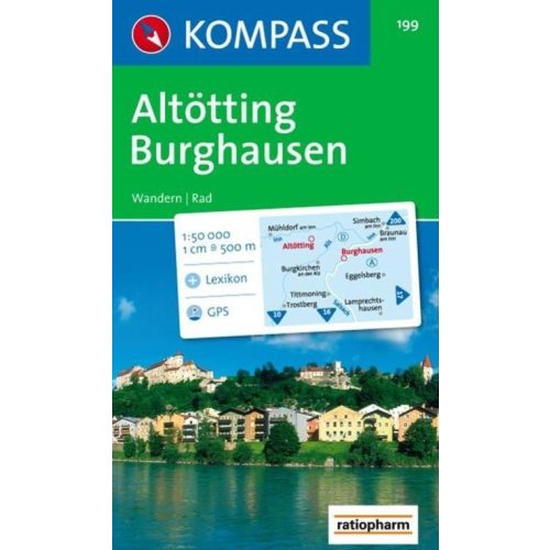 199. Altötting, Burghausen turista térkép Kompass 
