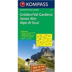   365. Gröden/Val Gardena, Seiser Alm/Alpe di Siusi, Panorama mit Straßenkarte, 1:150 000 panoráma térkép 