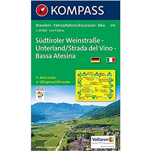 074. Südtiroler WeinstrKompasse-Unterland turista térkép Kompass 1:25 000 