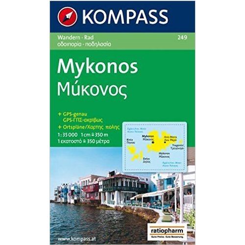 249. Mykonos, 1:35 000 turista térkép Kompass 