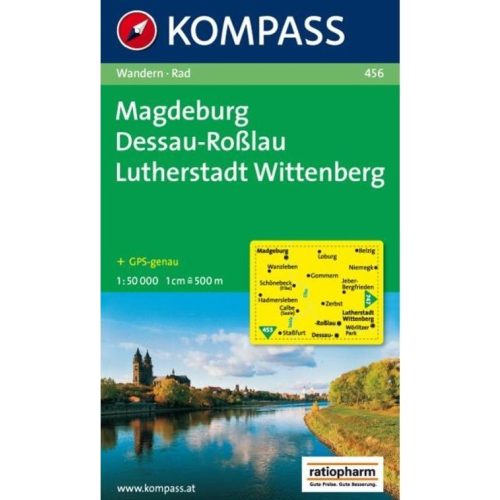 456. Magdeburg, Dessau, Lutherstadt Wittenberg turista térkép Kompass 