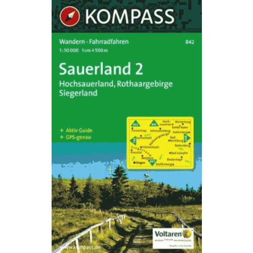842. Sauerland 2, Hochsauerland, Rothaargebirge, Siegerland turista térkép Kompass 