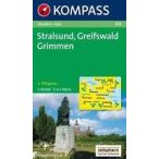   858. Stralsund, Greifswald, Grimmen turista térkép Kompass 