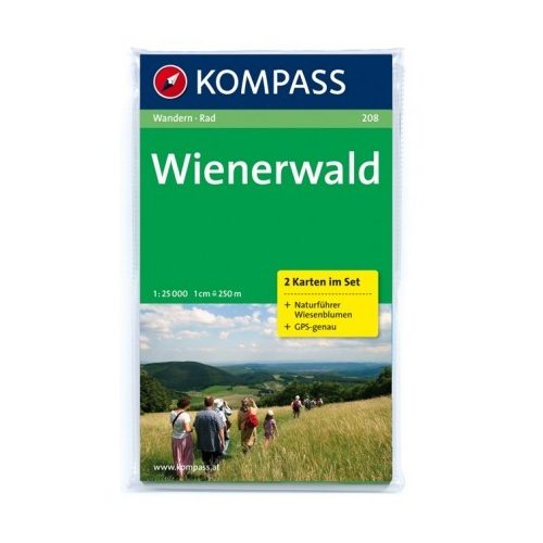 208. Wienerwald, 2teiliges Set mit Naturführer, 1:25 000 turista térkép Kompass 