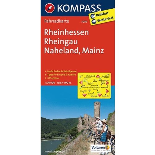 3089. Rheinhessen, Rheingau, Naheland, Mainz kerékpáros térkép 1:70 000  Fahrradkarten 