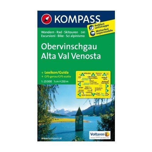 041. Obervinschgau, Alta Val Venosta turista térkép Kompass 1:35 000 