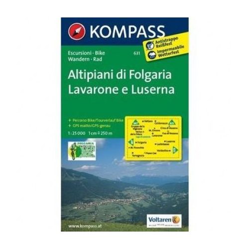 631. Altipiani di Folgaria-Lavarone e Luserno turista térkép Kompass 1:25 000 