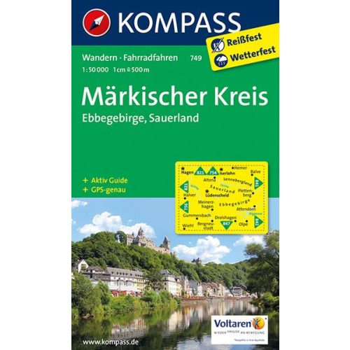 749. Märkischer Kreis, Ebbegebirge turista térkép Kompass 