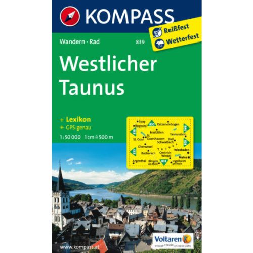 839. Taunus, Westlicher turista térkép Kompass 