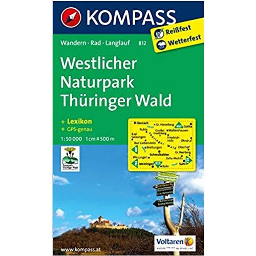 812. Thüringer Wald, Westlicher Naturpark turista térkép Kompass 