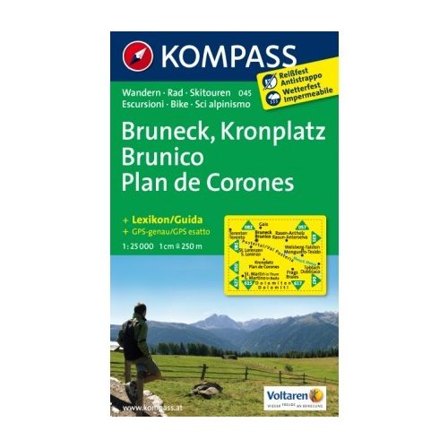 045. Bruneck, Kronplatz/Brunico, Plan de Corones, 1:25 000, D/I turista térkép Kompass 