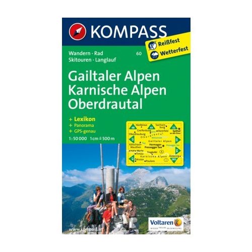 60. Gailtaler Alpen, Karnische Alpen turista térkép, Oberdrautal turista térkép Kompass 