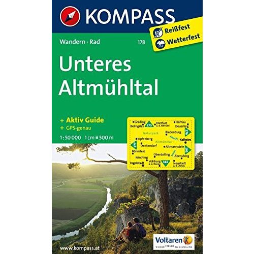 178. Unteres Altmühltal turista térkép Kompass 