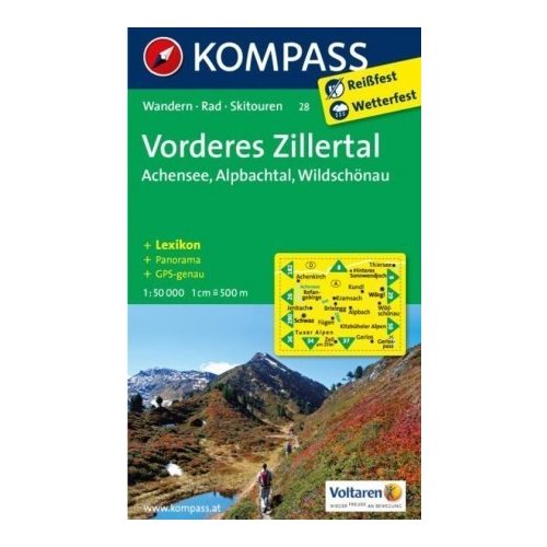 28. Vorderes Zillertal  turista térkép, Alpbach, Rofan, Wildschönau Kompass 