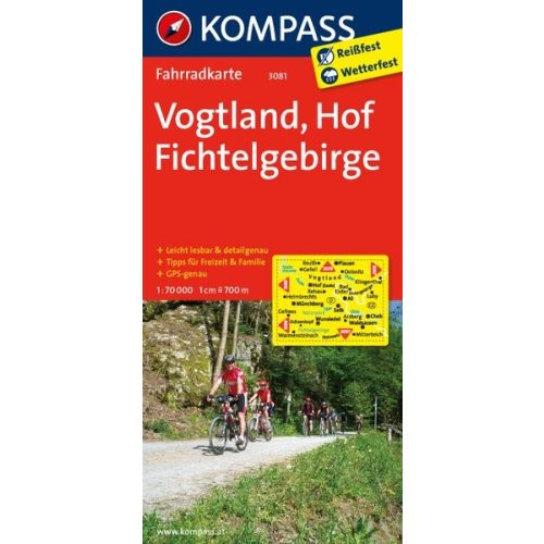 3081. Vogtland, Hof, Fichtelgebirge kerékpáros térkép 1:70 000  Fahrradkarten 