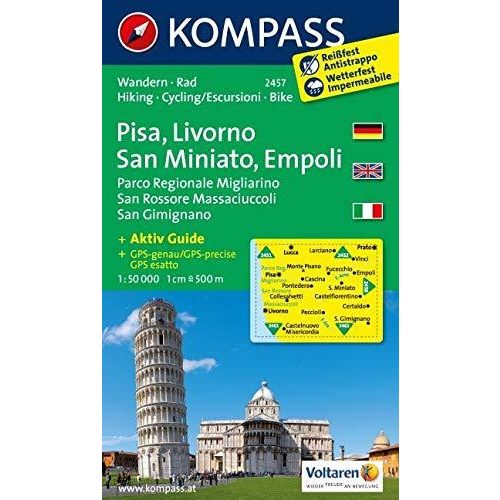 2457. Pisa, Livorno, San Miniato, Empoli, D/I turista térkép Kompass 