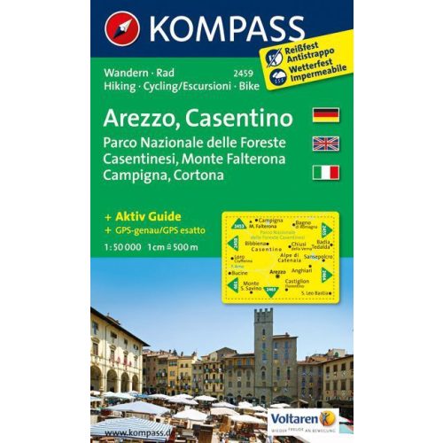 2459. Arezzo turista térkép, Casentino, D/I turista térkép Kompass 