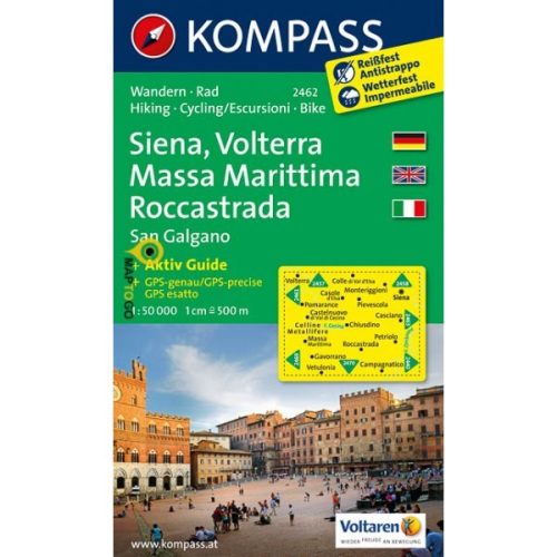 2462. Siena, Volterra, Massa Marittima, Roccastrada, D/I turista térkép Kompass 