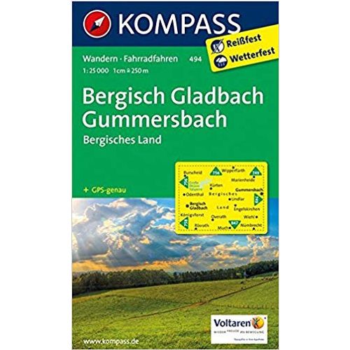 494. Bergisch Gladbach, Gummersbach, Bergisches Land, 1:25 000 turista térkép Kompass 