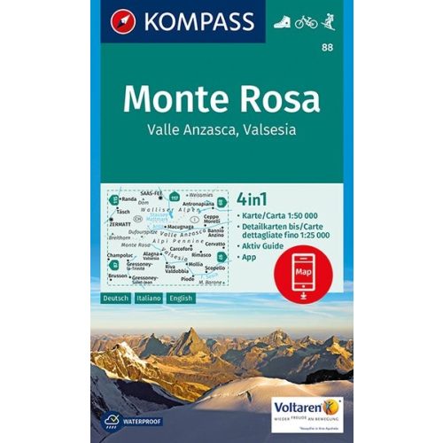 88. Monte Rosa turista térkép Kompass 1:50 000  2017