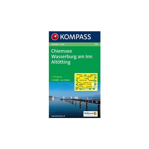 159. Chiemsee, Wasserburg am Inn, Altötting turista térkép Kompass 