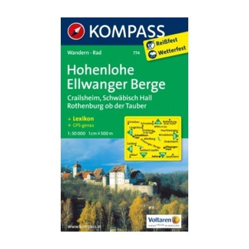 774. Hohenlohe, Ellwanger Berge, Crailsheim, Schwäbisch Hall, Rothenburg ob der Tauber turista térkép Kompass 