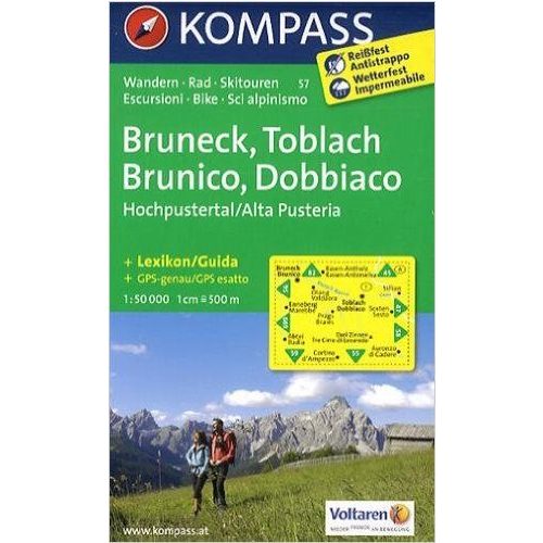 57. Bruneck, Toblach, Brunico, Dobbiaco turista térkép Kompass 1:50 000 