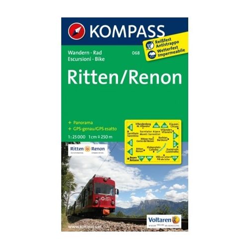 068. Ritten/Renon, 1:25 000 turista térkép Kompass 