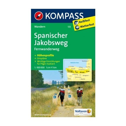 133. Spanischer Jakobsweg, Fernwanderweg, 1:100 000 turista térkép Kompass 