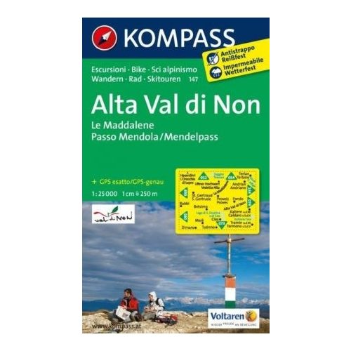 147. Alta Val di Non, Le Maddalene, Passo Mendola, 1:25 000 turista térkép Kompass 