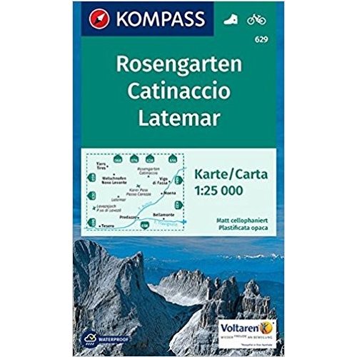 629. Rosengarten/Catinaccio, Latemar, 1:25 000 turista térkép Kompass 