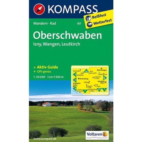 187. Oberschwaben, Isny, Wangen, Leutkirch turista térkép Kompass 